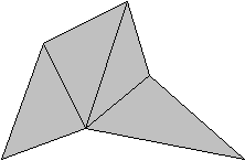 Hexágono no regular. Están marcadas todas las diagonales corresponcientes a un vértice.
