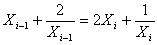 X_i-1 + 2/(X_i-1) = 2.X_i + 1/X_i